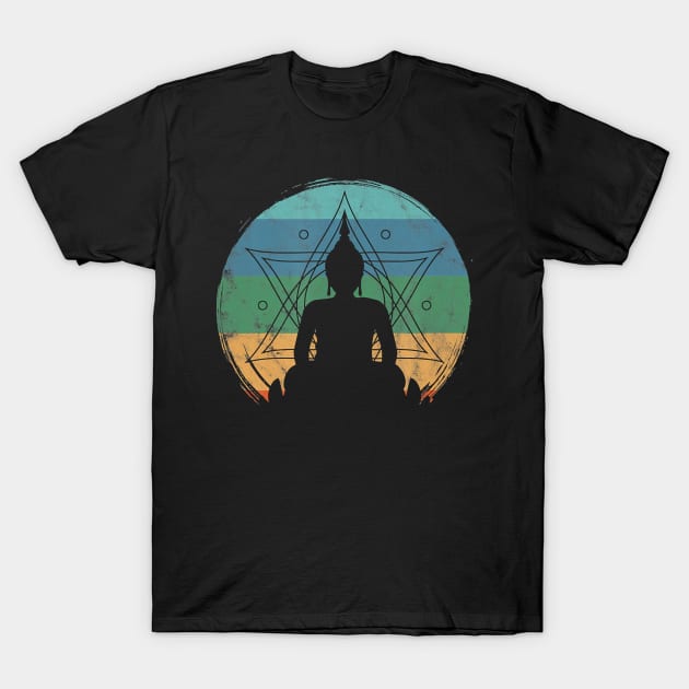 Retro Buddha Buddhist Yoga Spiritual Meditation Zen T-Shirt by JaydeMargulies